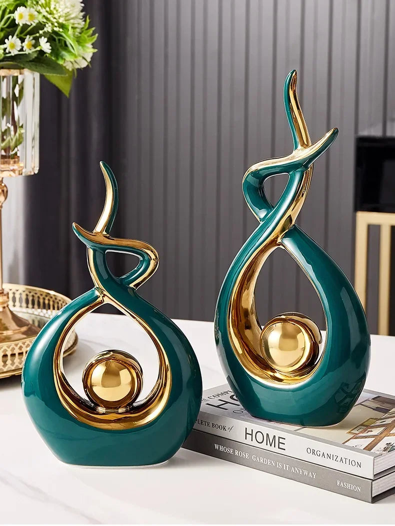 Nordic Ceramic Figurines - Living Room or Desk Decor Statues, Feng Shui Ornaments