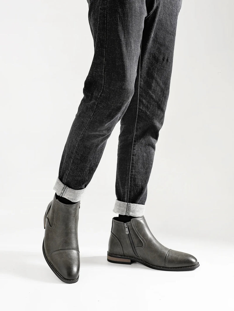 Men's Comfortable Ankle Leather Boots Men's Fashion Brand
