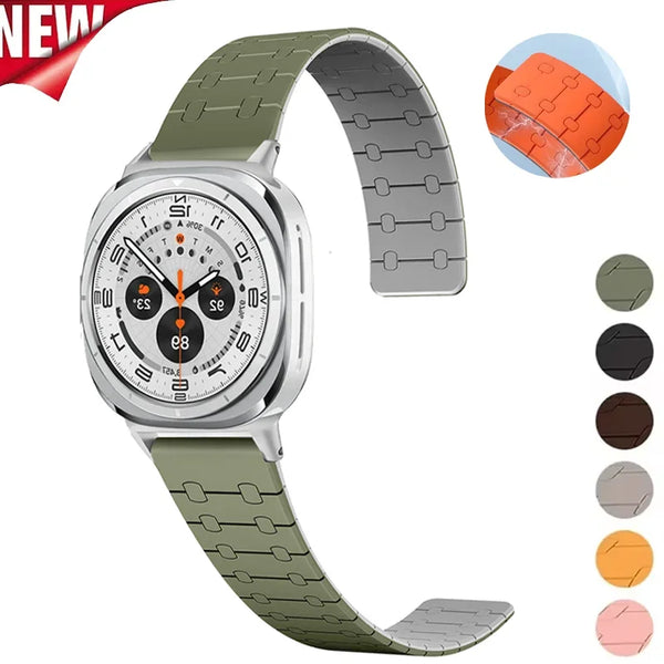 No Galaxy Silicone Strap for Samsung Galaxy Watch Ultra 47mm Band Sports Magnetic Bracelet for Galaxy Watch 7Ultra Wristband