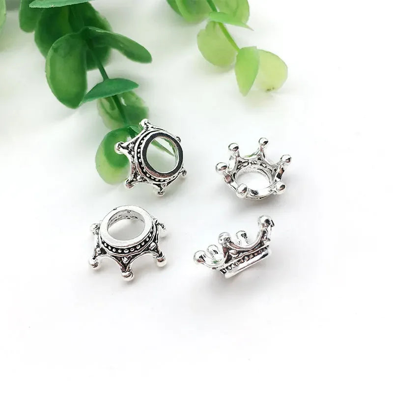 50pcs small crown alloy charms—perfect for DIY jewelry, hair accessories, and crafts