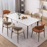 Cafe lounge chair, upholstered dining chair, curved back cushion, modern armless dining side chair