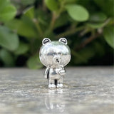 Cute 925 sterling silver cat pendant bead—fits original charm bracelets. Perfect for women and men.