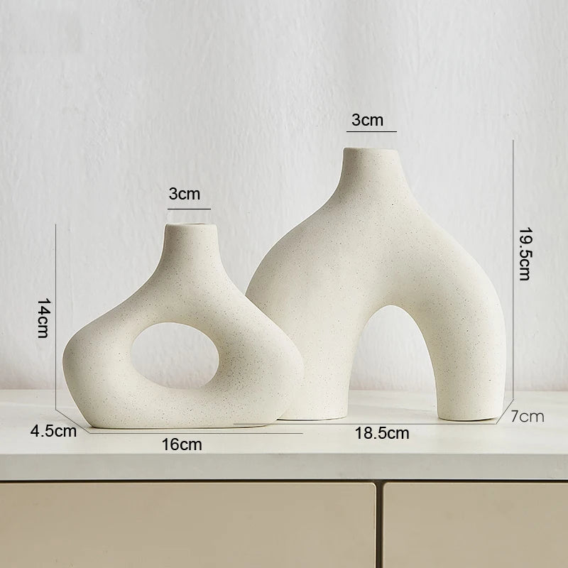Nordic Ceramic Flower Vase - Stylish Home or Office Decor, Bookshelf Accent with Original Design