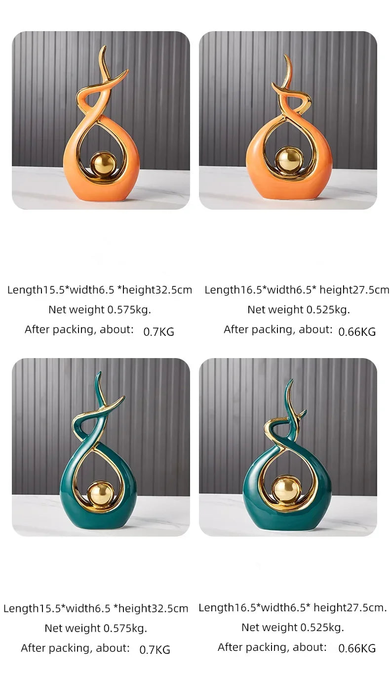 Nordic Ceramic Figurines - Living Room or Desk Decor Statues, Feng Shui Ornaments