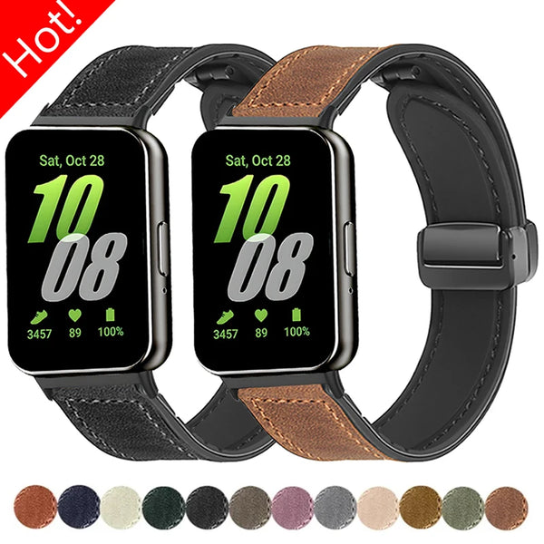 Leather Strap for Samsung Galaxy Watch Fit 3 Quick Release Watchband for Galaxy Watch Fiit 3 Magnetic Buckle Bracelet