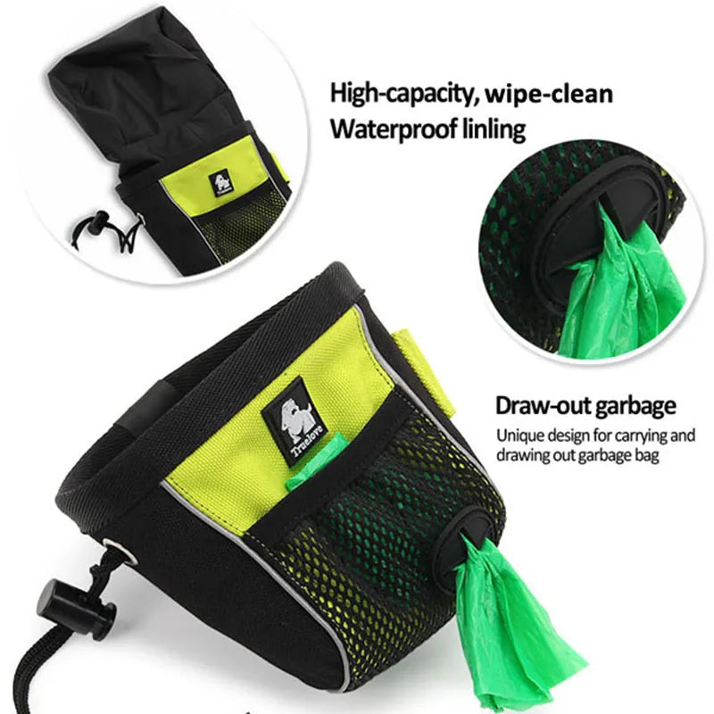 Truelove waterproof treat bag: high-capacity snack pouch with garbage compartment for outdoor pet use