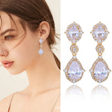 "Elegant zircon jewelry set with necklace and water drop earrings—perfect for brides and special occasions."