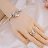 Fashion Jewelry Sets For Women Gold Color Choker Necklace Earrings Bracelets Ring Wedding Set Party