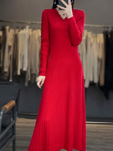 100% Merino wool cashmere dress—V-neck pullover style, warm and stylish for autumn and winter
