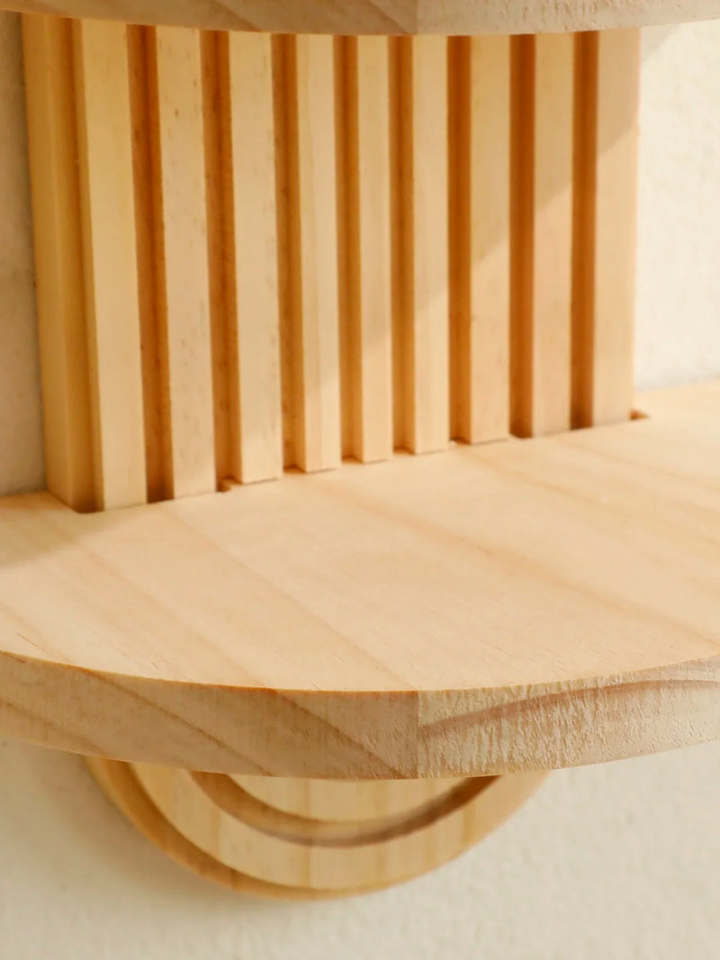 Wooden Wall Shelf - Boho Style Modern Home Decor for Living Room or Bathroom Display
