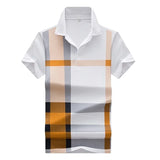 Men's Fashion Business Casual Stripe Polo Comfortable Cotton Top British Style