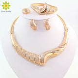 Women Jewelry Sets For Wedding Beads Crystal Pendant Statement Dress Necklace Earrings Bracelet Ring Set