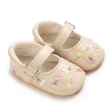 New Baby Shoes Embroidered Girl Baby Shoes Mary Jane Flat Shoes Princess Shoes Non slip Rubber Soles 0-18M Newborn
