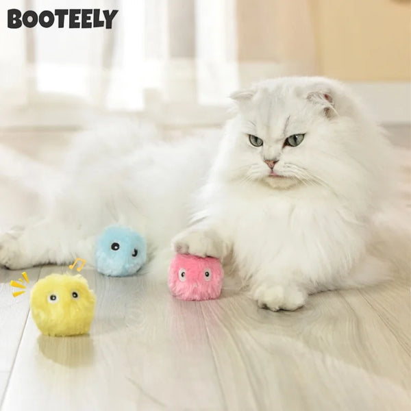 1/3pcs plush interactive toy balls—smart, touch-activated with sound and catnip, perfect for playful cats and dogs.
