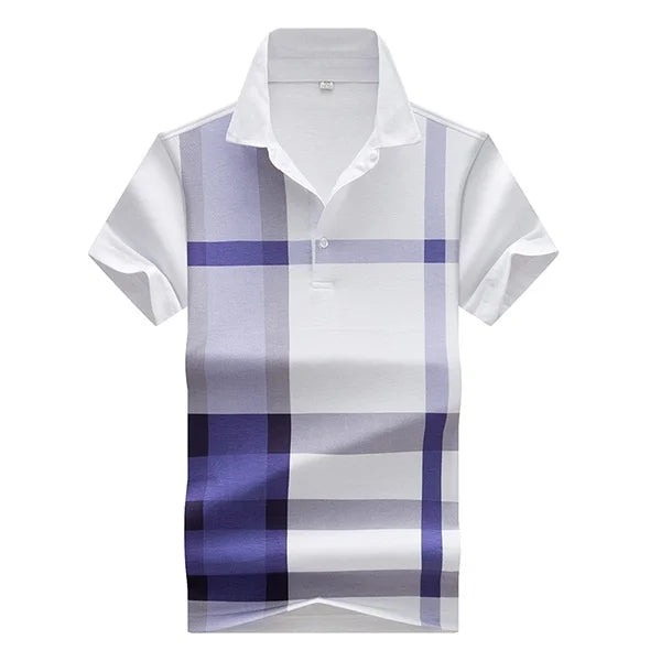 Men's Fashion Business Casual Stripe Polo Comfortable Cotton Top British Style