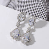 "Elegant zircon jewelry set with necklace and water drop earrings—perfect for brides and special occasions."