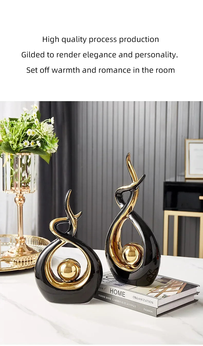 Nordic Ceramic Figurines - Living Room or Desk Decor Statues, Feng Shui Ornaments