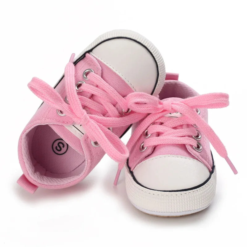 5-Colors Classic Baby Shoes Boys Baby Girls Casual Canvas Sneakers Lace Up Infant Toddler Rubber Anti-slip Newborn Baby Shoes