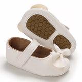 Baby Shoes Girls' Newborn White Series Forefoot Shoes PU Leather Flat Bottom Soft Sole Baby Shoes Bow Baby Princess Shoes