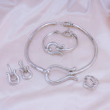 Fashion Jewelry Sets For Women Gold Color Choker Necklace Earrings Bracelets Ring Wedding Set Party