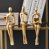 Gold Thinker Statue - Modern Living Room Bookshelf Sculpture, Shelf/Table Decor Figurine