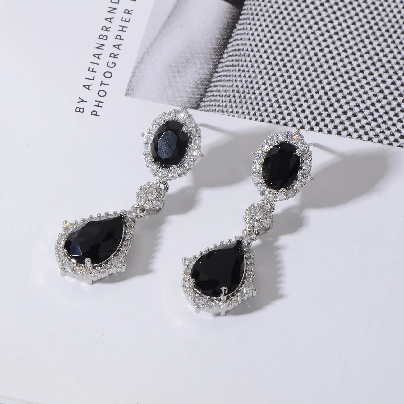 "Elegant zircon jewelry set with necklace and water drop earrings—perfect for brides and special occasions."