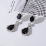 "Elegant zircon jewelry set with necklace and water drop earrings—perfect for brides and special occasions."