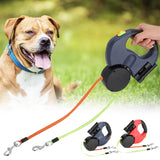 Extendable Pet Leash - Dual-Head Walking Lead with LED Light for Dogs & Cats, Automatic Traction Control