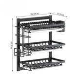 Wall-mounted no-hole kitchen dish rack—multifunctional storage for plates, chopsticks, knives, and cups."