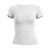Women's Clothing Short Sleeve T-shirt Slim Fit Tops Female O-Neck Knitted Sheath Tee Shirt Street Wear