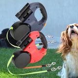 Extendable Pet Leash - Dual-Head Walking Lead with LED Light for Dogs & Cats, Automatic Traction Control