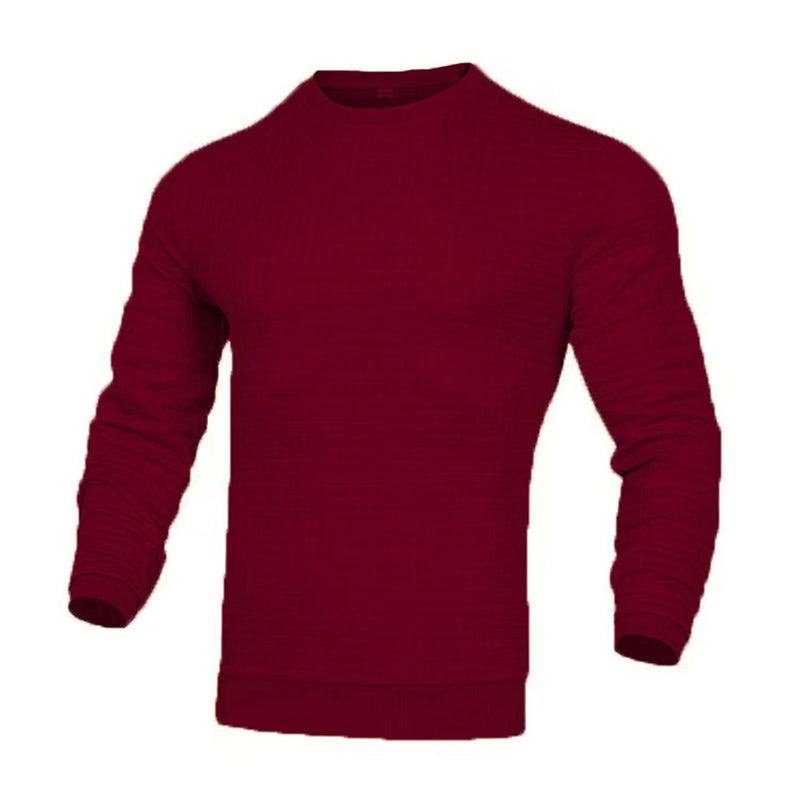 Men's fashion small check Waffle youth crew-neck jacquard check hoodie