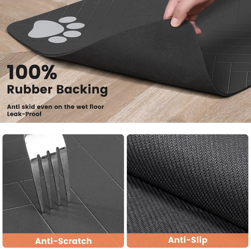 Absorbent Pet Feeding Mat - Waterproof Rubber-Backed Bowl Mat for Dogs & Cats, Quick-Drying Design