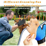 Pet grooming kit: 2-sided brush & glove for de-shedding and de-matting dogs, cats, rabbits.
