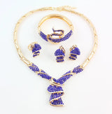 Jewelry Sets African Beads Collar Statement Necklace Earrings Bangle Fine Rings For Women Rhinestone
