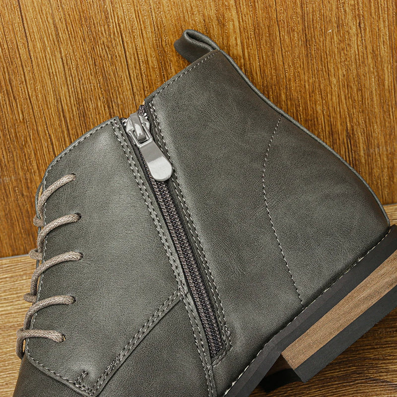 Men's Comfortable Ankle Leather Boots Men's Fashion Brand