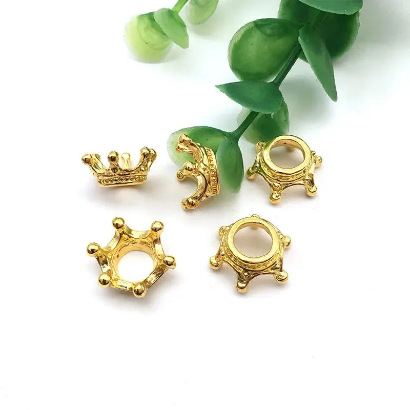 50pcs small crown alloy charms—perfect for DIY jewelry, hair accessories, and crafts