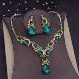 Gorgeous Crystal Jewelry Sets for Women Luxury Choker Necklace Earrings Set Wedding Dress Bridal Costume
