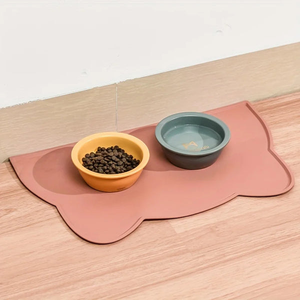 Waterproof Silicone Pet Feeding Mat - Raised Edge Dog & Cat Food Bowl Mat, Easy-to-Clean Placemat