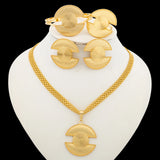 Fashion Women Jewelry Set for Accessories 18k Gold Color Earrings and Ring Bangle Ring Set for Engagement Party