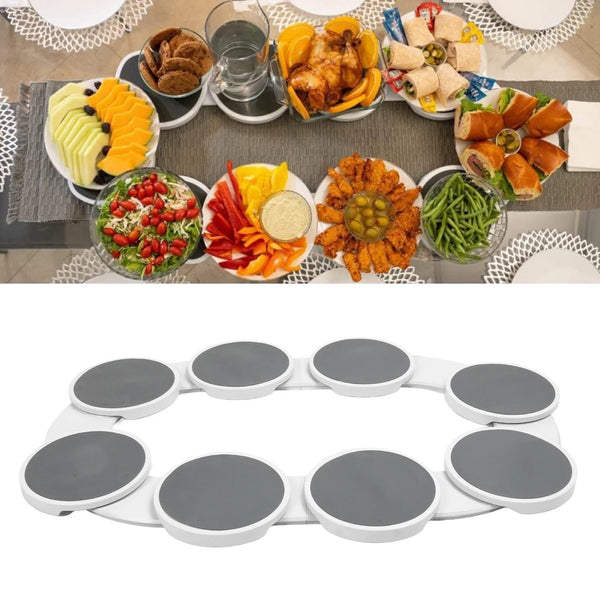 360° rotating kitchen countertop turntable—heat-resistant and perfect for rectangular dining tables."