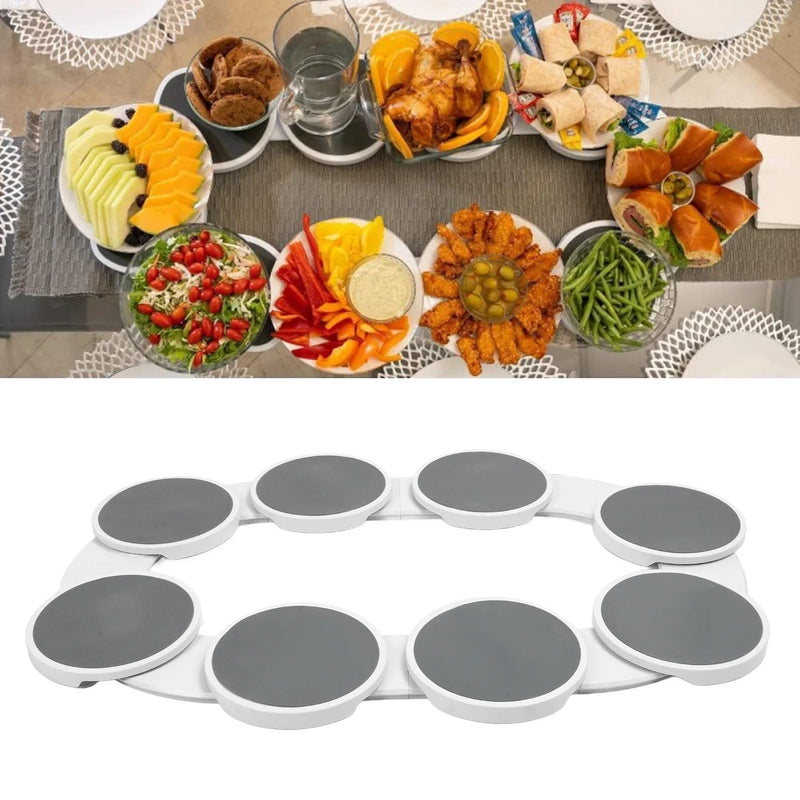360° rotating kitchen countertop turntable—heat-resistant and perfect for rectangular dining tables."