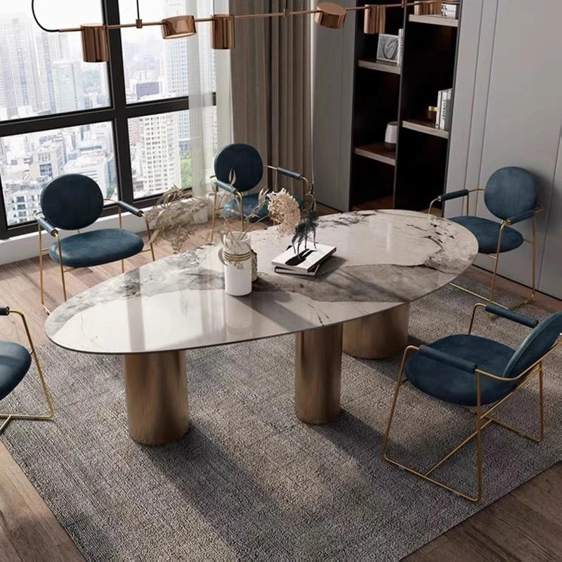 Modern marble kitchen dining table—luxury mid-century design perfect for home and living spaces."
