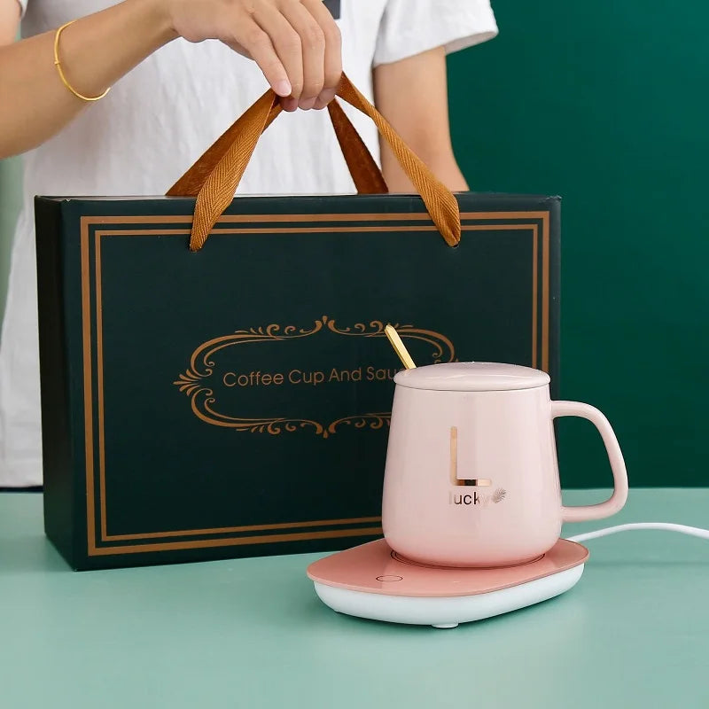 400ml Smart Ceramic Cup Coaster Warmer Thermostatic Coffee Heating Electric Mug Set Milk Tea Heating Water Cafetera