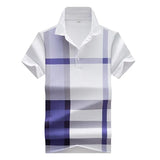 Men's Fashion Business Casual Stripe Polo Comfortable Cotton Top British Style
