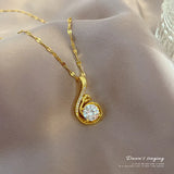 Chic gold pendant necklace with stainless steel link chain. Stylish, durable, and ships free."