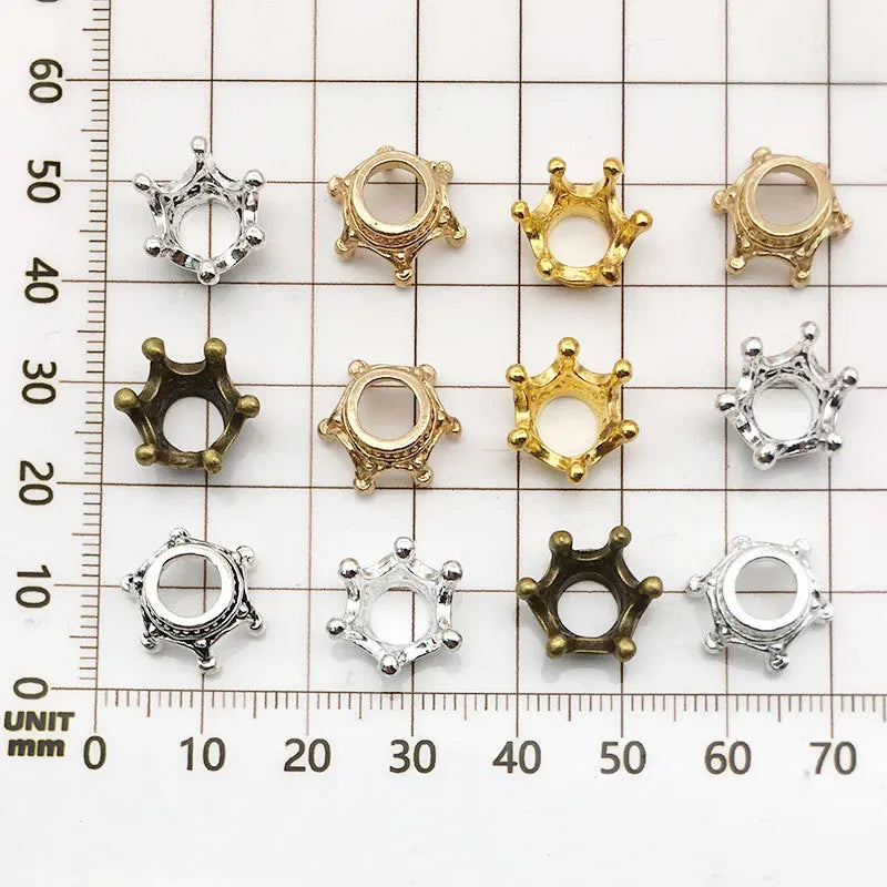 50pcs small crown alloy charms—perfect for DIY jewelry, hair accessories, and crafts