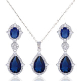 "Elegant zircon jewelry set with necklace and water drop earrings—perfect for brides and special occasions."
