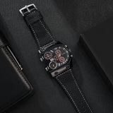 Men's Fashion Watch Leather Strap Casual Sports Style Quartz Watch