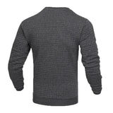 Men's fashion small check Waffle youth crew-neck jacquard check hoodie